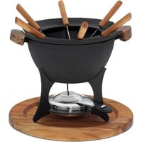 Set per fonduta di Carne kela 11 Pezzi, fonduta in ghisa per 6 Persone Country, Set per fonduta con Supporto per Pasta combustibile, forchette, Supporto per forchette