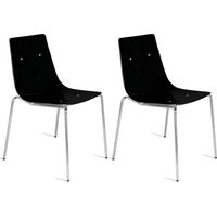 Lot de 2 chaises en métal chromé et coque plastique salle à manger WIND - noir