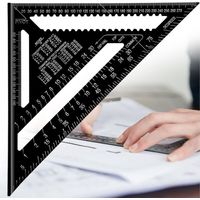 Professioneller metrischer Dreieckswinkel, 30 cm/300 mm, hochpräziser Zimmermannswinkel, Winkelmesser aus Aluminiumlegierung für Holzbearbeitung, Schnellmesswerkzeug für Holz, Schwarz, 12 Zoll