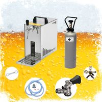 Komplett Set - Zapfanlage, Bierzapfanlage, Bierkoffer, Durchlaufkühler PYGMY 25 1-leitig Trockenkühler, 35 Liter/h, Zapfkopf: KeyKeg