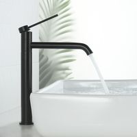 Grifo mezclador para lavabo negro, grifo alto para lavabo de baño, caño giratorio de 360 ° en acero inoxidable SS304 para baño