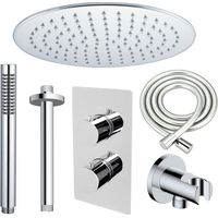 FugaFlow Eccelente Sobrado ensemble de douche à effet pluie encastré avec thermostat bras de plafond tige de douche à main chrome