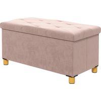 Banco almacenaje terciopelo rosa 67L 120kg 76x38x38 cm