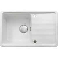 Évier de cuisine encastrable en céramique, 1 cuve avec égouttoir, 78 x 50 cm, blanc - Mira