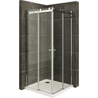 Duschkabine Eckeinstieg Duschabtrennung mit Schiebetüren NANO-ESG Klarglas Höhe: 200cm DK88 100x115