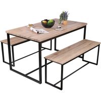 Set tavolo e due panche stile industriale in legno e metallo Collezione DARYL – Tavolo 140 cm e due panche 120 cm