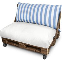 Coussin pour palette Toldotex Blanc-Bleu Ciel Set: Siège 120x80x20 (blanc-uni) + Dossier 120x45x25 (rayé) Blanc-Bleu Ciel