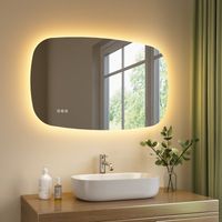 S'AFIELINA 60×95 cm Bathroom Mirror with Lighting, Oval LED Mirror with Touch Switch, Dimmable, 3 Adjustable Light Colors, Anti-Fog, Memory Function
