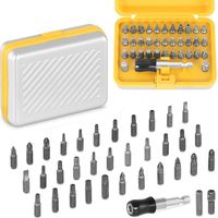 MSW – Jeu d'embouts de tournevis et de douilles 34 pièces – Acier chrome vanadium – Embouts hexagonaux, Torx, PZ, Phillips – Coffret de rangement inclus