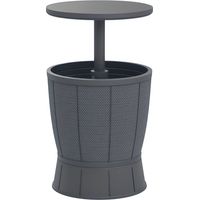 Mesa Nevera para Exterior 41 L 3 en 1 Cool Bar Mesa Auxiliar con Altura Ajustable Cubo de Hielo Tapa Elevable Gris
