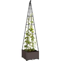 Jardinera con Enrejado Metálico para Plantas Trepadoras Maceta de PP con Orificios de Drenaje y Tapones 40x40x175 cm