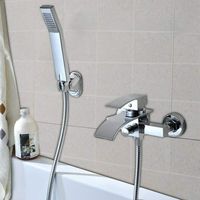 Robinet et pommeau de douche - Robinet de finition exclusive - Design contemporain - Robinet de baignoire avec valve en céramique - 15 x 17,5 x 12 cm