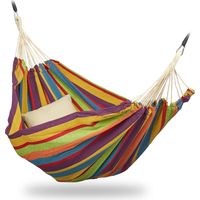 Relaxdays – Hamac double XXL 300 kg – Coton et polyester – 150 x 272 cm – Portable intérieur et extérieur – Sac de transport inclus