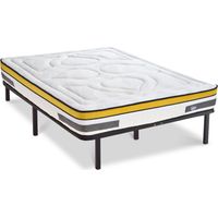 Ensemble Matelas Aubertin Ressorts ensachés Accueil mémoire et sommier cadre métal - 140 x 190 cm