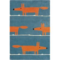 Tapis enfant fait à la main en laine 90x150 bleu et orange MR FOX