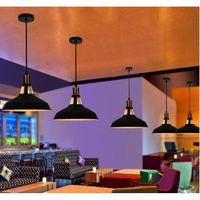 Axhup Lustre Suspension Rétro Vintage Industrielle E27 Luminaire Adjustable en Métal pour Salon Chambre Noir et Blanc 4 Pack