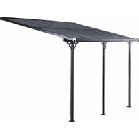 Gazebo Pergola a Parete Gardiun Elliot - 18,8 m² 619x305x227/272 cm Alluminio e Policarbonato