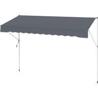 Toldo Manual Retráctil 4x1.2 m Ajustable 170-280 cm Manivela Anti-UV Impermeable Sin Taladro Gris Oscuro