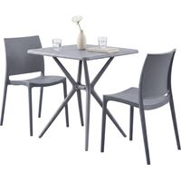 Set da giardino Amino con 2 sedie grigio