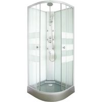 ONDEE ZEN - Cabine de douche hydromassante AMELIA - Porte Coulissante - Gris - 1/4 C - 90cm