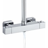 GABRIELLE Monoblock-Duschmischer, thermostatischer Duschhahn mit 2 Auslässen, 3/4 (26,4 mm) Auslass oben und 1/2 (21 mm) Auslass unten, quadratisch, Messing, Chrom