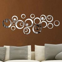 Ring acrylic 3D mirror wall sticker - mirror silver (135mm diameter)