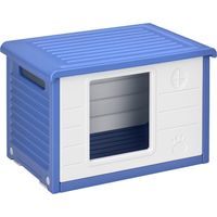 Niche chien extérieure plastique maison chiens bouches aération bleu blanc