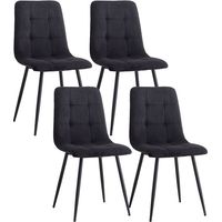 Wokaka Pack 4 Sillas - Silla de comedor - Silla de terciopelo acanalado - Estilo vintage - negro