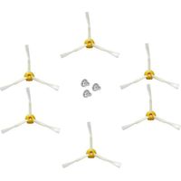 Spazzola laterale per iRobot Roomba serie 500 600 700 (gialla, 6 pezzi spazzola laterale a 3 bracci)