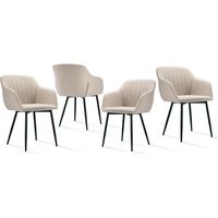 Goeurvant Sillas de comedor minimalistas con asiento ancho y reposabrazos ergonómicos, combinación de confort y elegancia - Juego de 4 - Beige