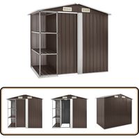Abri de jardin avec étagère Marron 205x130x183 cm Fer - Abri De Jardin - Abri De Rangement - Abri Extérieur - Garden Shed - Cabane De Jardin