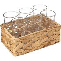Verres à cocktails et boissons dans un panier tressé, ensemble de 6