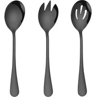 ensemble de couverts de service à salade en acier inoxydable, cuillères de service, couverts de restaurant pour buffet-19.8X4.5X0.2CM-Black