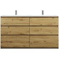 burgbad Lin20 Lavabo bajo para lavabo doble blanco mate con