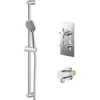 Cross Polished Chrome Concealed Twin Thermostatic Shower Valve and Sark Slide Rail Kit with Round Elbow - 1 Outlet