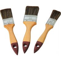 3er-Set Pinsel mit Holzgriff in elegantem Braunton.