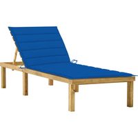 Bain de soleil Moderne - Transat - Fauteuil de jardin relax avec coussin bleu royal Bois de pin imprégné Chic-431004