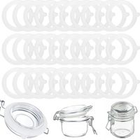 30 Pièces Joints de Bocal en Silicone Universelle, 70 mm x 94 mm Interchangeables Joint Bocaux, Réutilisable, pour Couvercle de Bocaux en Verre, Pot à Bonbons, Conserver Les Aliments (Blanc)