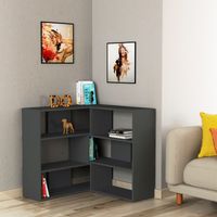 Decortie Molly Modern Corner Multipurpose Bookcase Display Unit Room Separator No.3 - Anthracite Grey