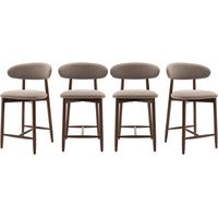 COLAMY Lot de 4 chaises de bar – Tabourets modernes avec dossier haut, assise confortable en tissu, pour comptoir, îlot de cuisine ou salle à manger – Marron