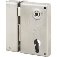Thirard – Serrure verticale en applique double entrée à fouillot pour portail – Axe 45mm – Dimensions 73x125mm – Inox 304L – Pêne laiton chromé