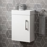 400mm White Gloss Wall Hung Bathroom Vanity Unit with Basin Sink Storage with No Tap