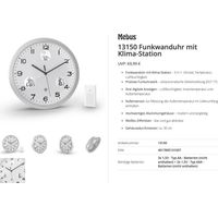 Horloge radiopilotée Mebus 13150 radiopiloté(e) 30 cm aluminium
