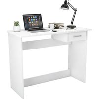 Dmora - Escritorio Oise, Escritorio multiusos, Mesa de oficina para PC, El plan de trabajo, 101x49 h76 cm, Blanco mate