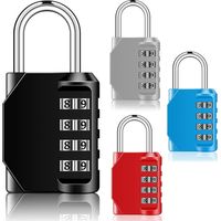 ZOLGINAH Serrures à Combinaison à 4 Chiffres Cadenas Casier Étanche Réarmable Cadenas Extérieur à Clé avec Anse Trempée pour Casier de Porte Gym École Portail (4, Noir, Argent, Rouge, Bleu)