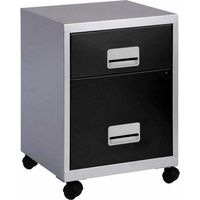 Pierre Henry Combi Filing Cabinet 2 Drawer - Silver/Black
