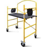 Échafaudage pliant en acier 225 kg – Hauteur de travail 90 cm – 4 roues avec frein – Conception robuste pour chantiers intérieurs et extérieurs – Workmen Storage