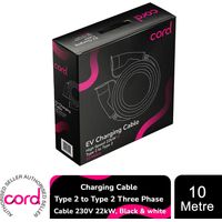 Cord EV Charging Cable Type 2 to Type 2 Three Phase Cable 230v 22kw, 10 Metre