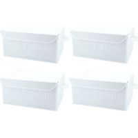 Lot de 4 boîtes de rangement 38x20.5cm – Couvercle 100% nylon – Poignées intégrées pour transport facile – Blanc – Meubletmoi