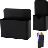 Magnetic pencil holder with compartments (with 1 large and 1 small storage compartment, black)